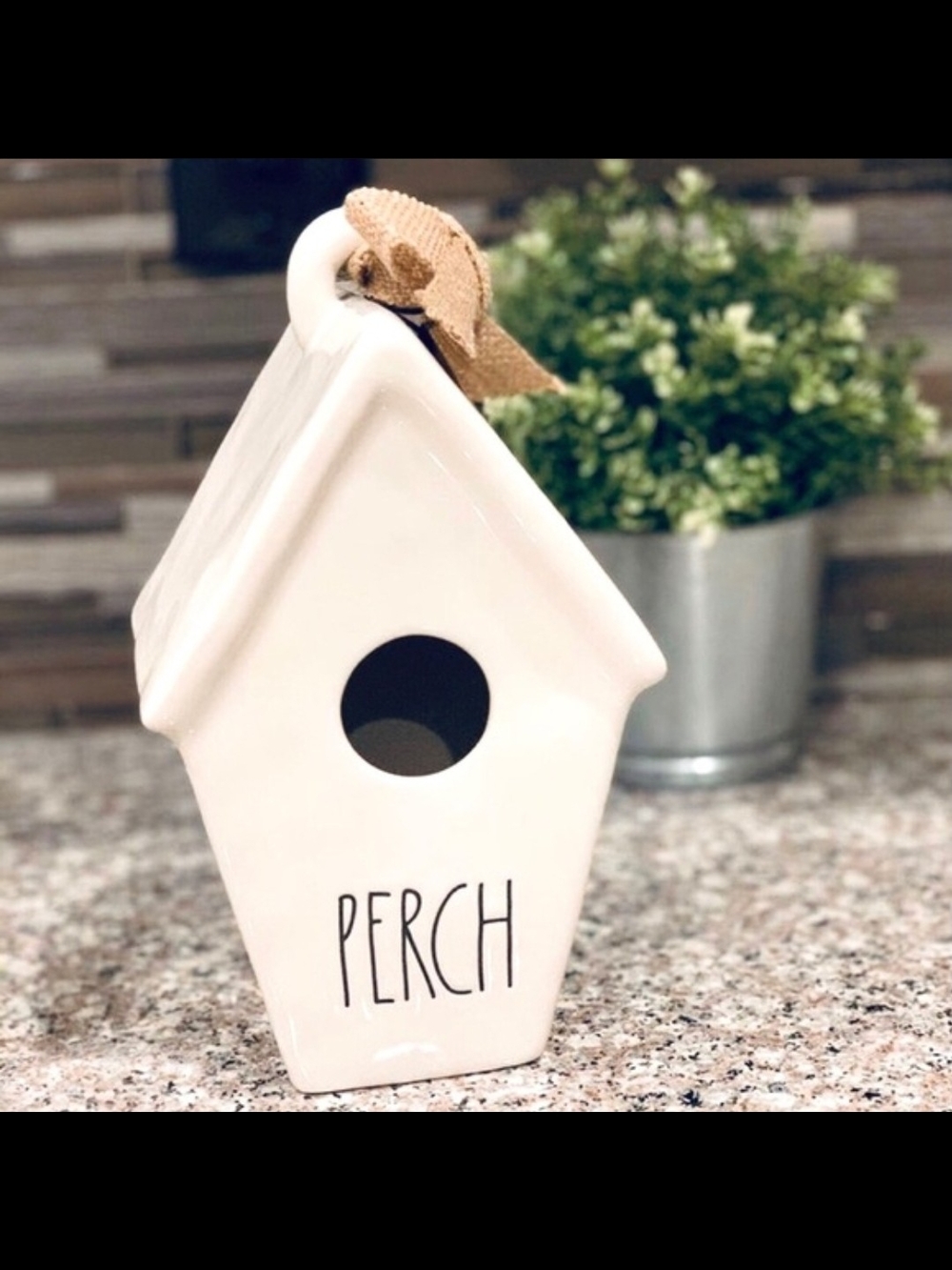Rae Dunn White Ceramic 'PERCH' Birdhouse Accent